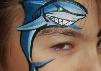 blue shark face painting