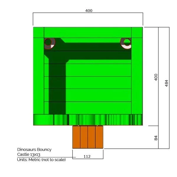 dinosaurs bounce house sizes