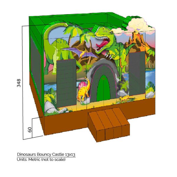 dinosaurs bouncy castle sizes