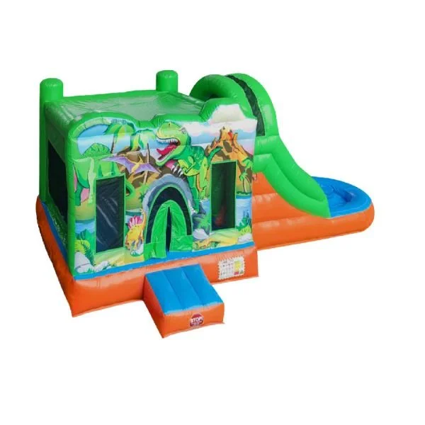 dinosaur bouncy castle with waterslide
