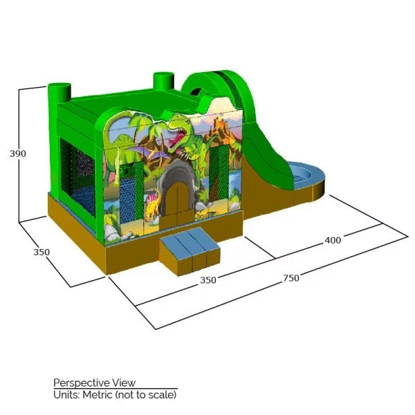 dinosaur bouncy castle waterslide sizes