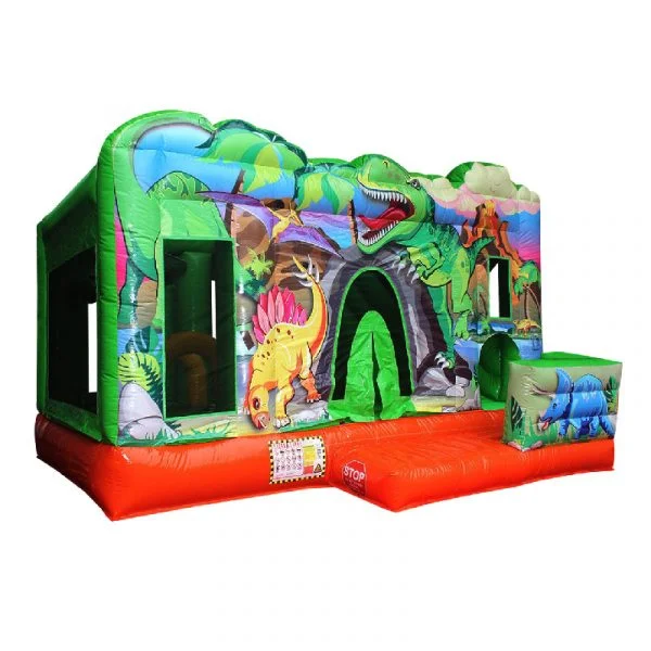 dinosaur combo bouncy castle front view