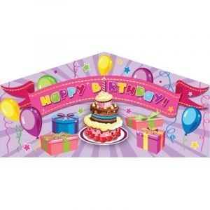 happy birthday pink art panel