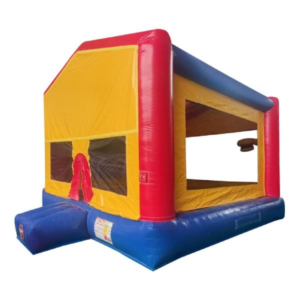 yellow blue and red bouncy castle