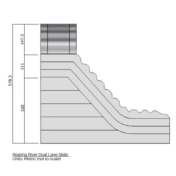 roaring river dual lane slide sizes