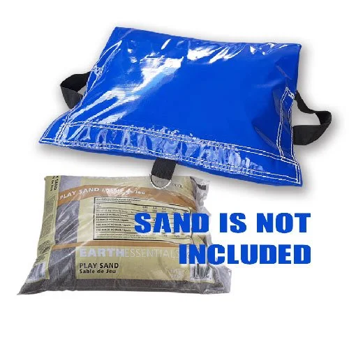 blue sandbag cover with sand