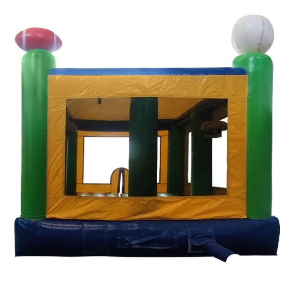 sports bouncy castle rear view