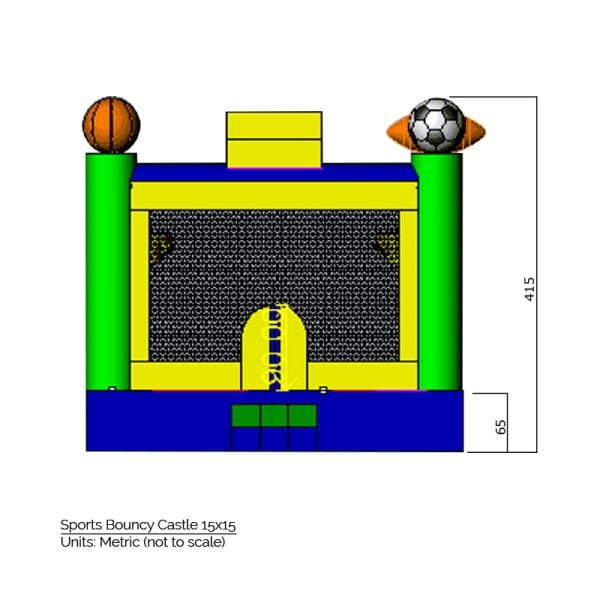 sports bouncy castle 15x15 sizes