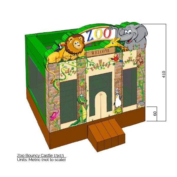 zoo bouncy castle 13x13 sizes