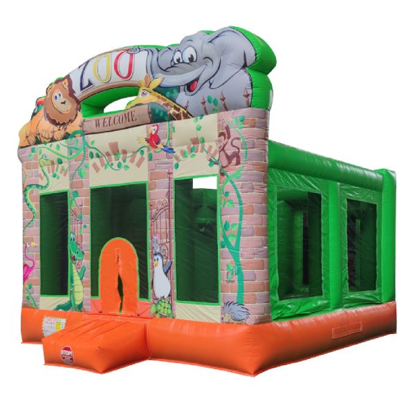 zoo bouncy castle 15x15 front view
